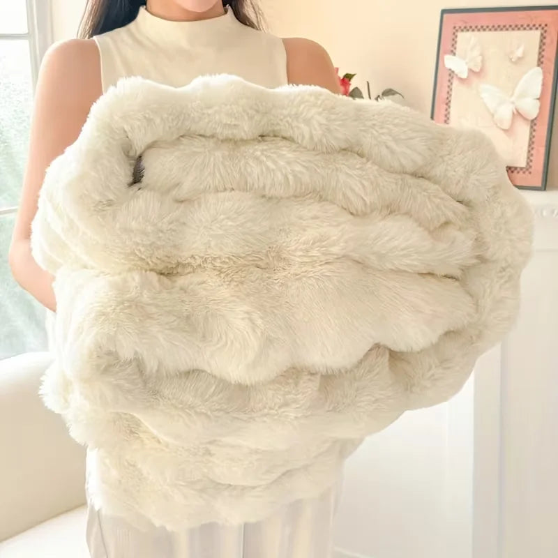 Soft Cozy Faux Fur Rabbit Blanket