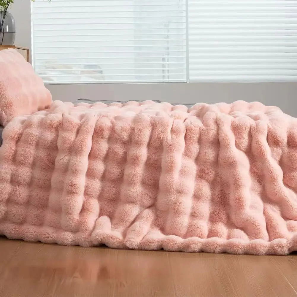 Soft Cozy Faux Fur Rabbit Blanket