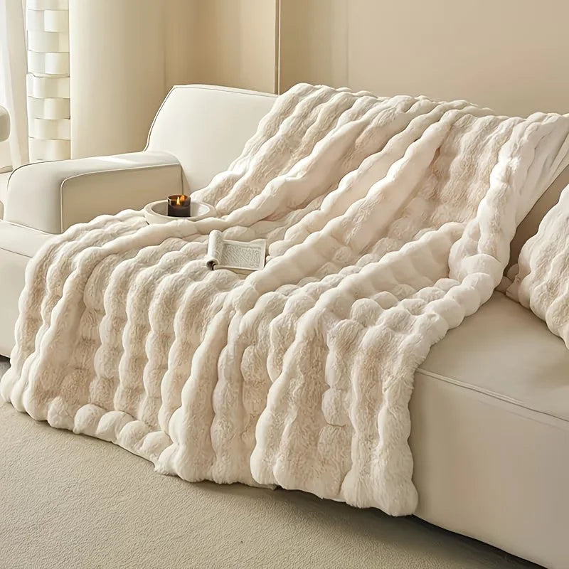 Soft Cozy Faux Fur Rabbit Blanket