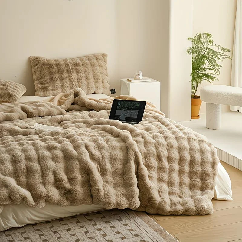 Soft Cozy Faux Fur Rabbit Blanket