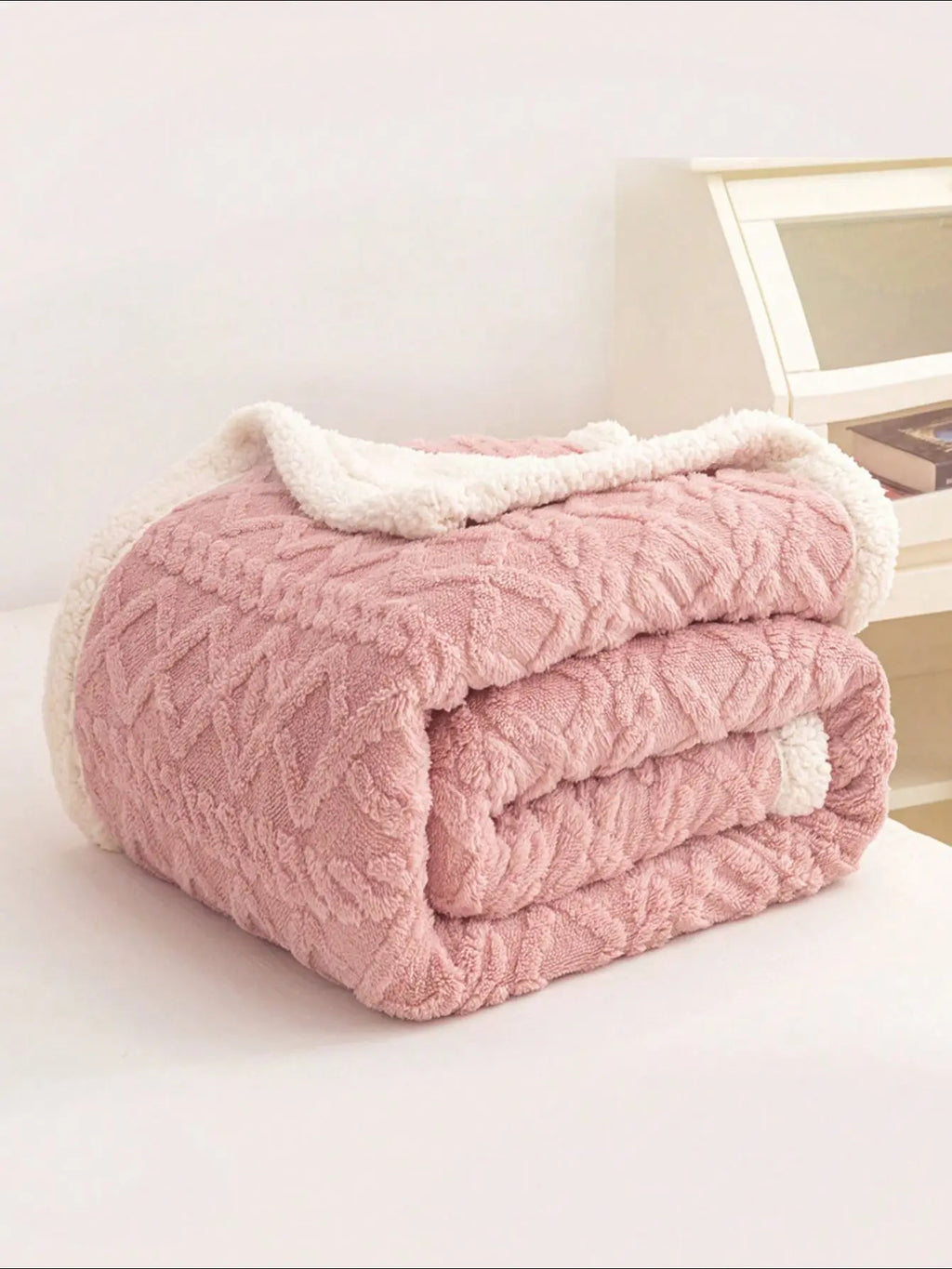 1pc Jacquard Sherpa Weighted Blanket 3KG for Adults,Good For SleepAll-Season Thickened Calming & Sleep Aid, Faux Rabbit Blanket