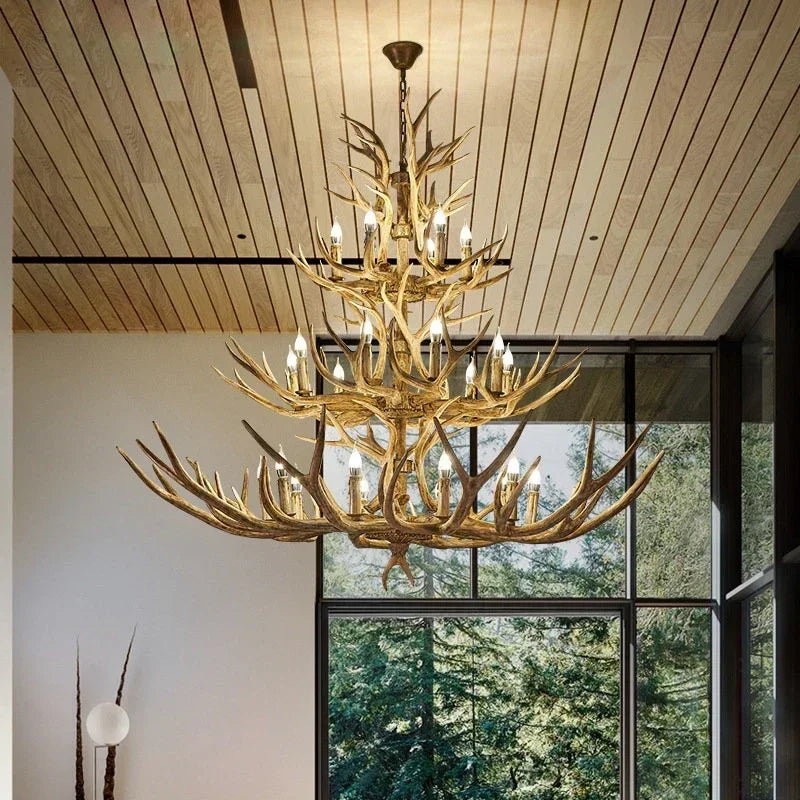 America Farmhouse Antler Deer Chandelier