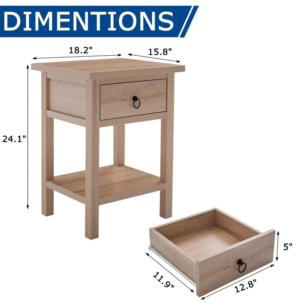 Oak Nightstand Set of 2