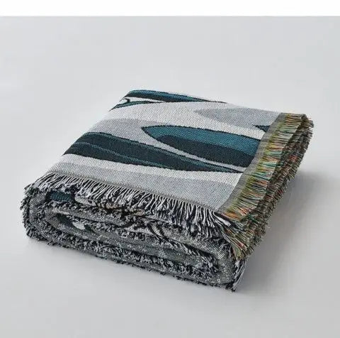 Japanese Ukiyo-e Great Wave Jacquard Throw Blanket