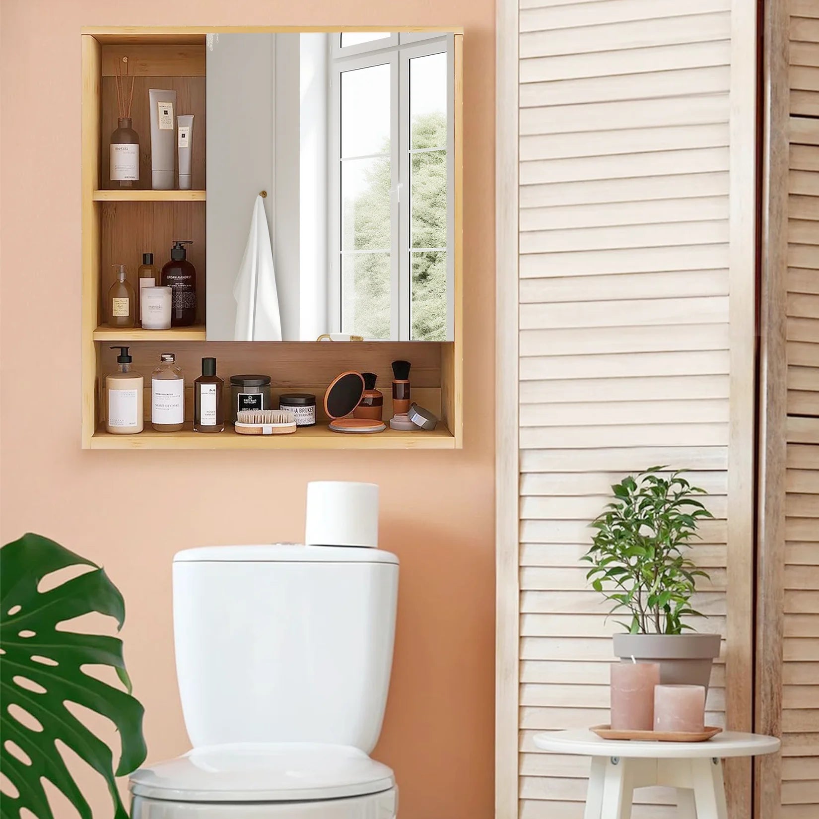 Natural Bamboo Bathroom Vanity Mirror