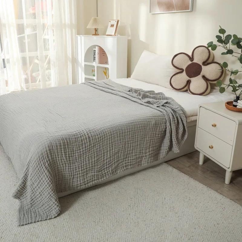 6 Layer Breathable Beige Cotton Blanket