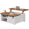 31.5" Wood Lift Top Coffee Table with Adjustable Storage Shelf