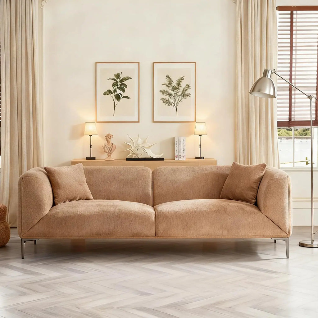 Modern Boucle Sofa with Metal Legs