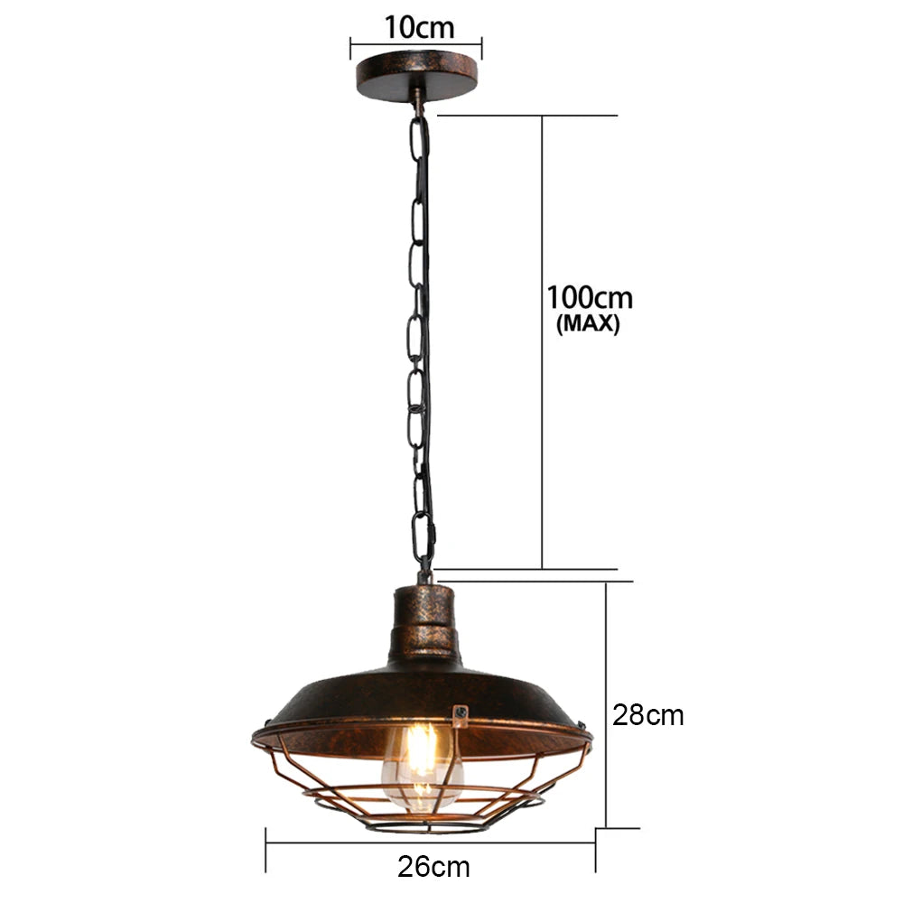Industrial Vintage Rust Metal Pendant Lamps