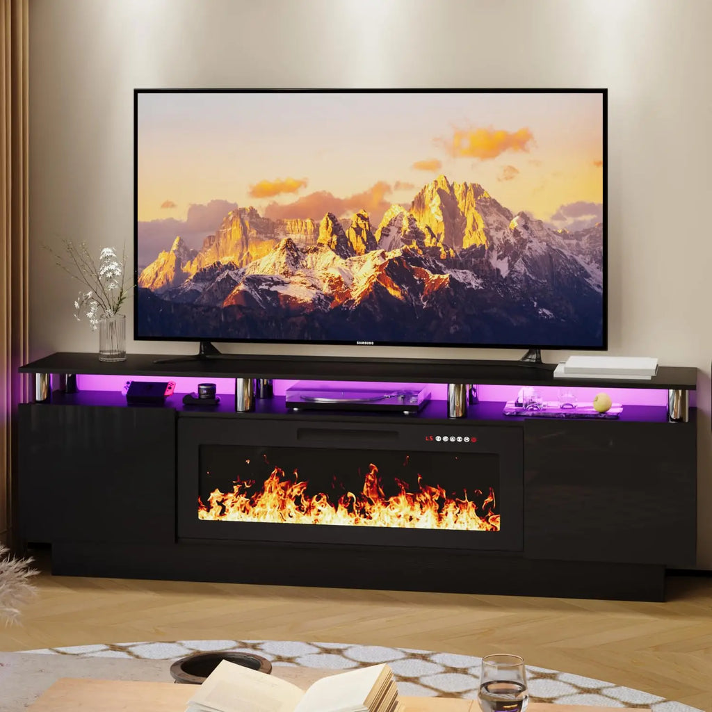 Modern Electric Fireplace TV Stand & Remote
