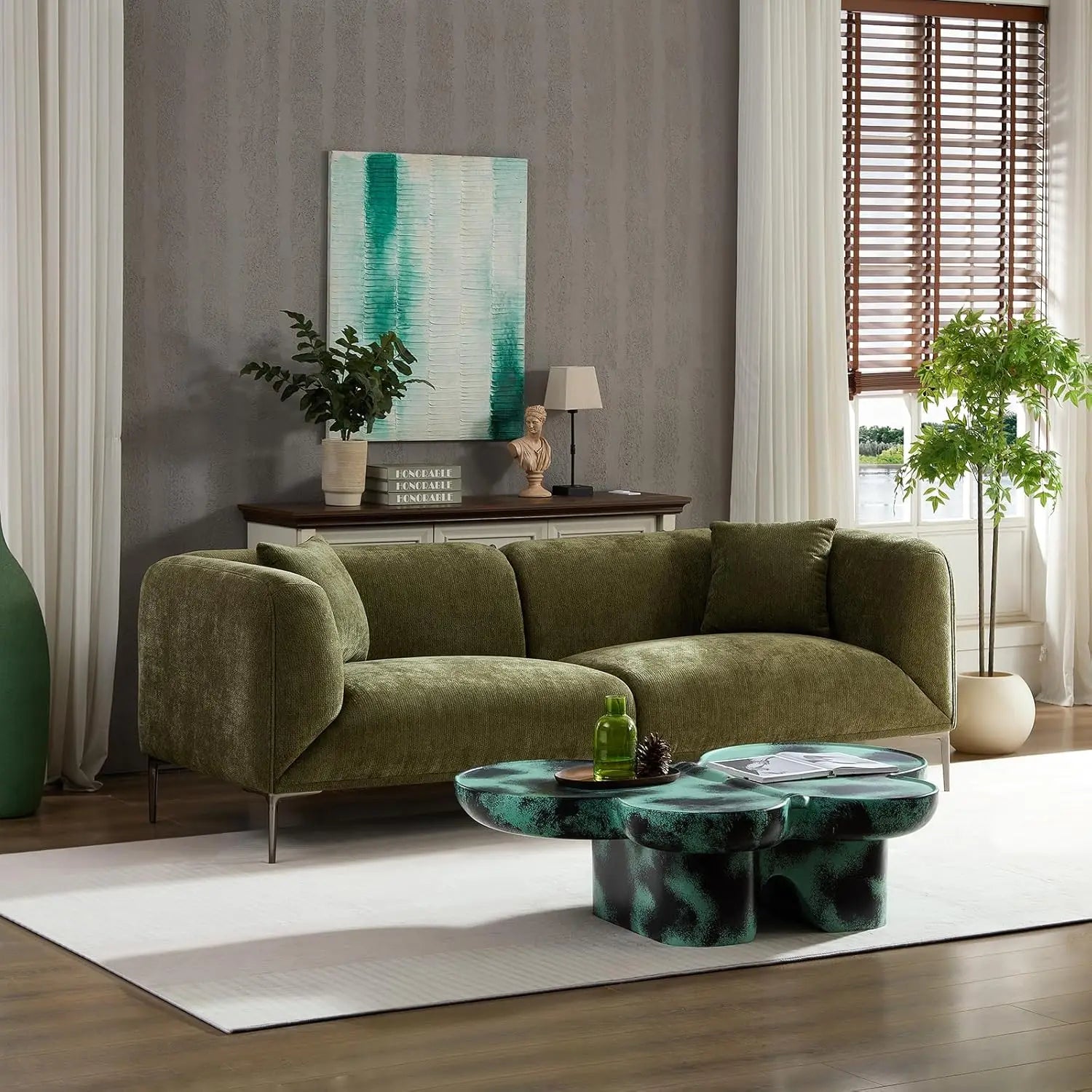 Modern Boucle Sofa with Metal Legs