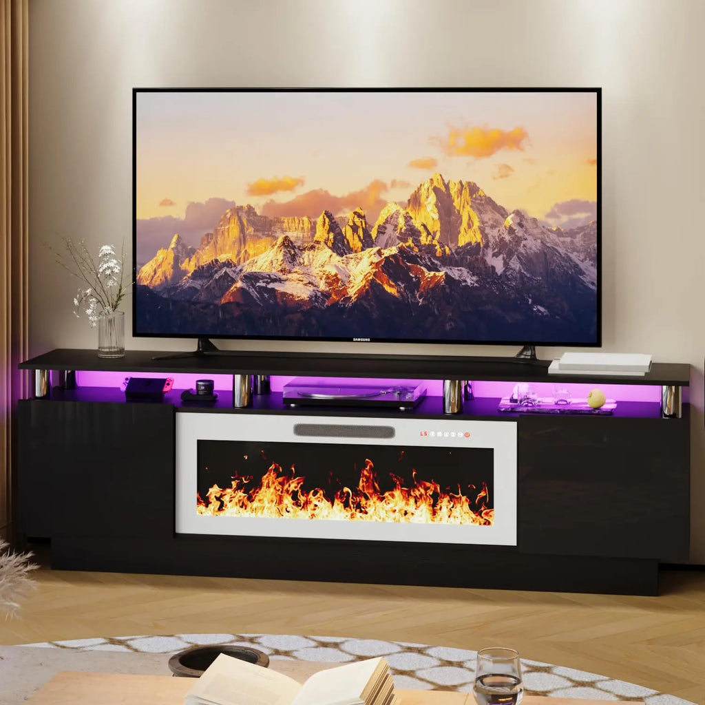 Modern Electric Fireplace TV Stand & Remote