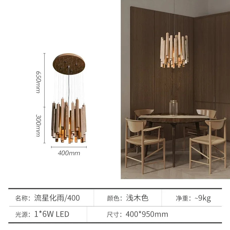 Retro Wooden Hanging Chandelier