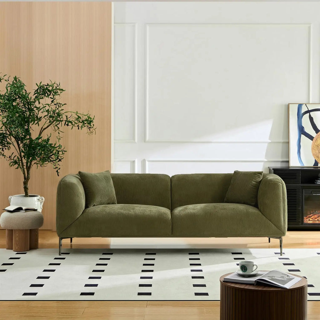 Modern Boucle Sofa with Metal Legs