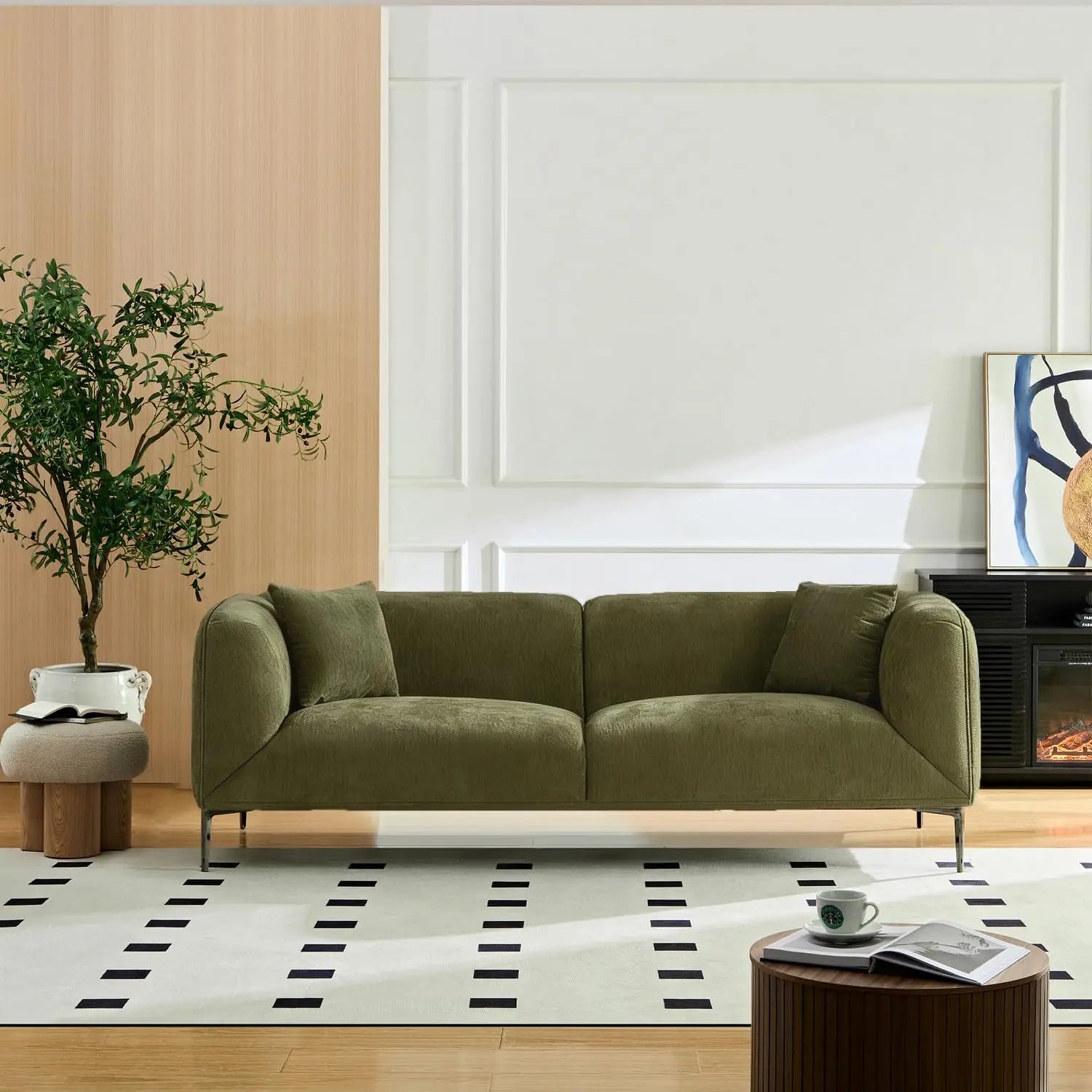 Modern Boucle Sofa with Metal Legs