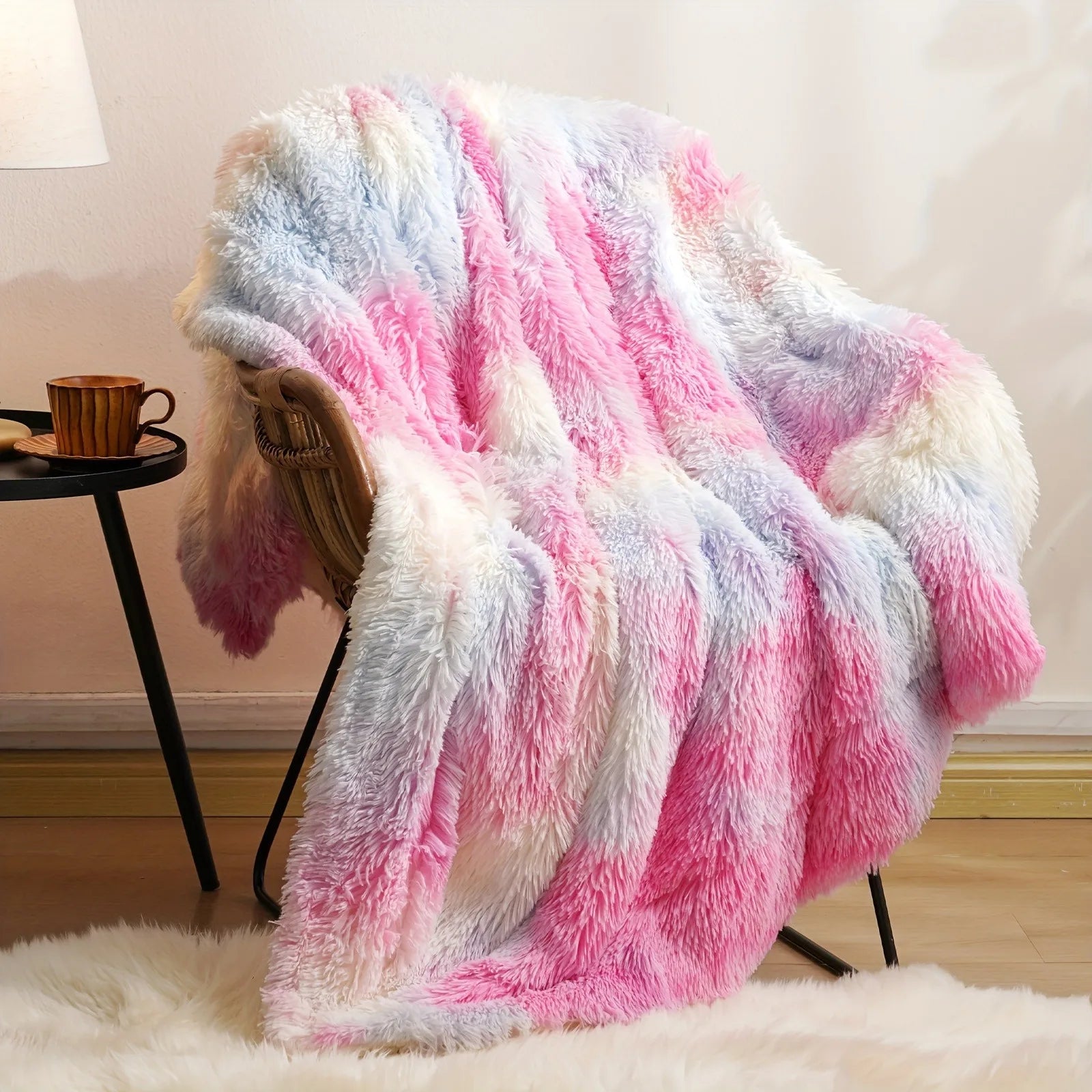 Luxury Ultra-Soft Faux Fur Blanket Double-Sided Plush Warmth Thick Cozy Winter Bedding for Sofa Bed Chair Machine Washable