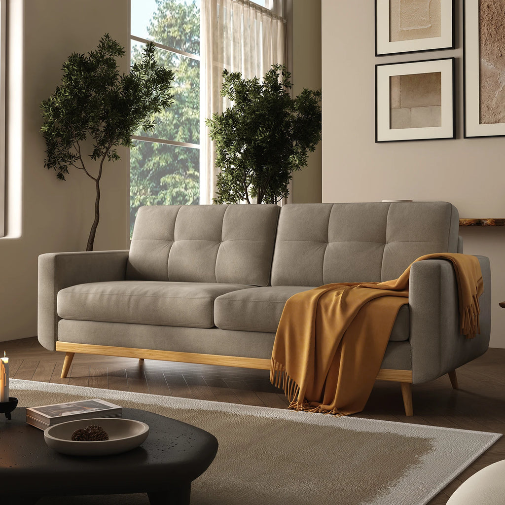 Mid-Century Modern Loveseat Sofa with Wooden Legs