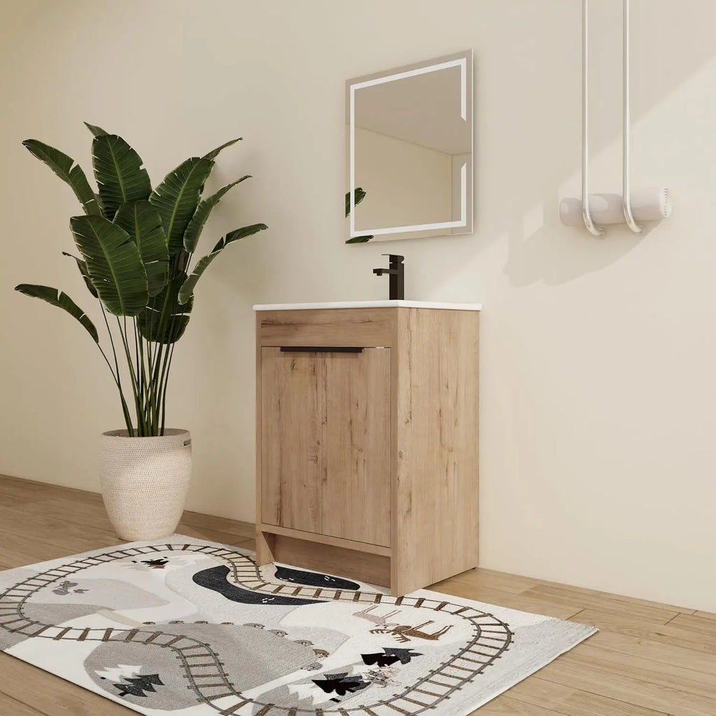 48" Modern Floor Stand Bathroom Sink with Cabinets