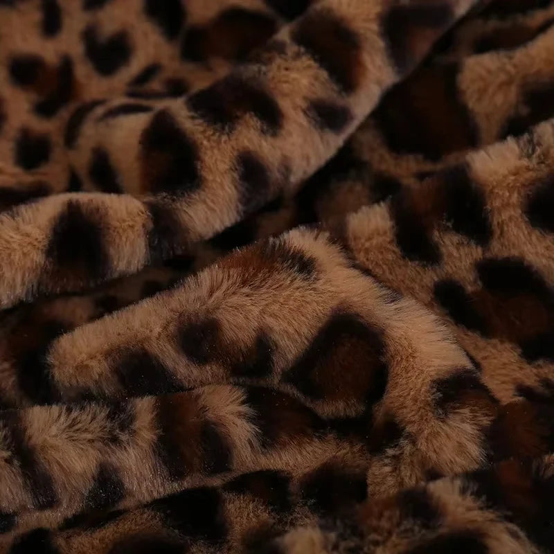 Leopard Print Blanket Faux Rabbit Fur