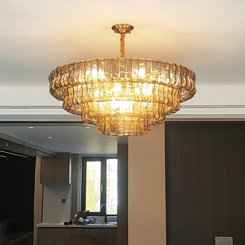 Luxury French Vintage Crystal Chandelier, Modern Murano Glass Flush Mount Ceiling Light for Bedroom Dining Room Hotel Decor