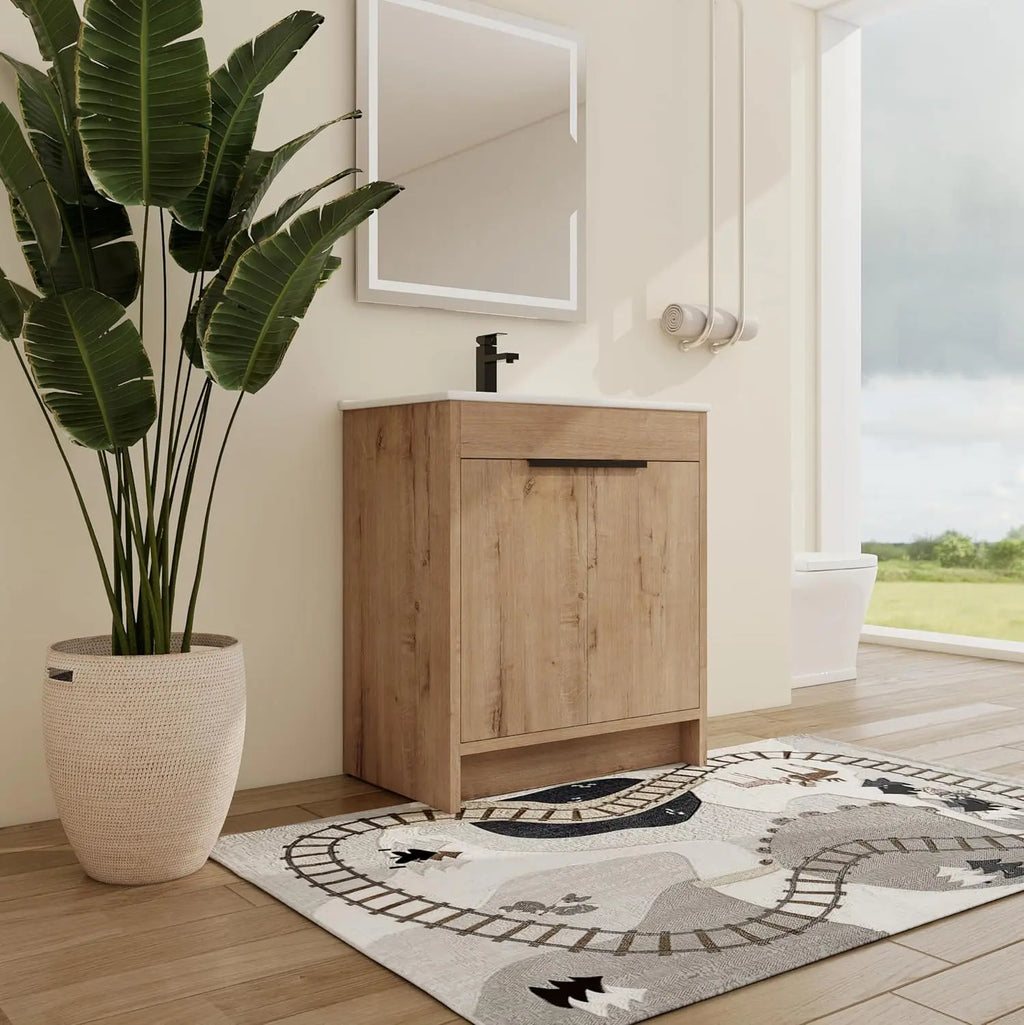 48" Modern Floor Stand Bathroom Sink with Cabinets