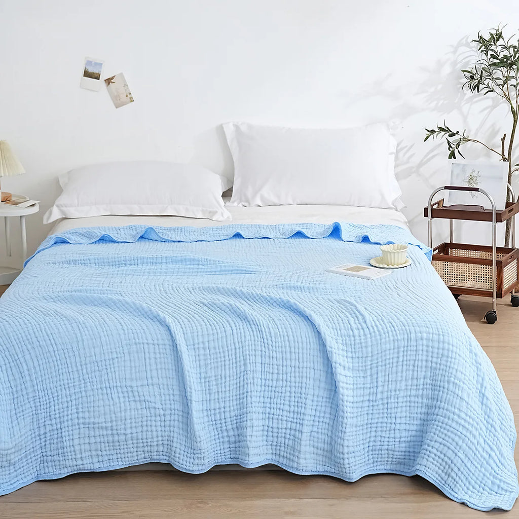 6 Layer Breathable Beige Cotton Blanket