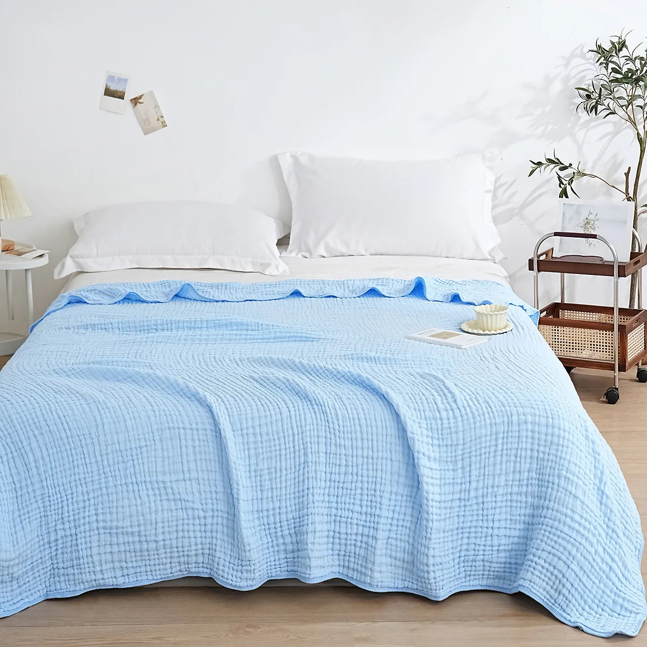 6 Layer Breathable Beige Cotton Blanket