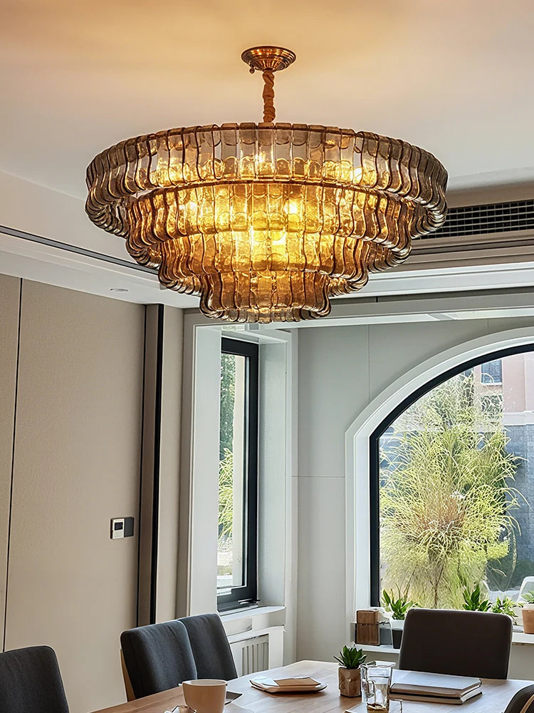Luxury French Vintage Crystal Chandelier, Modern Murano Glass Flush Mount Ceiling Light for Bedroom Dining Room Hotel Decor