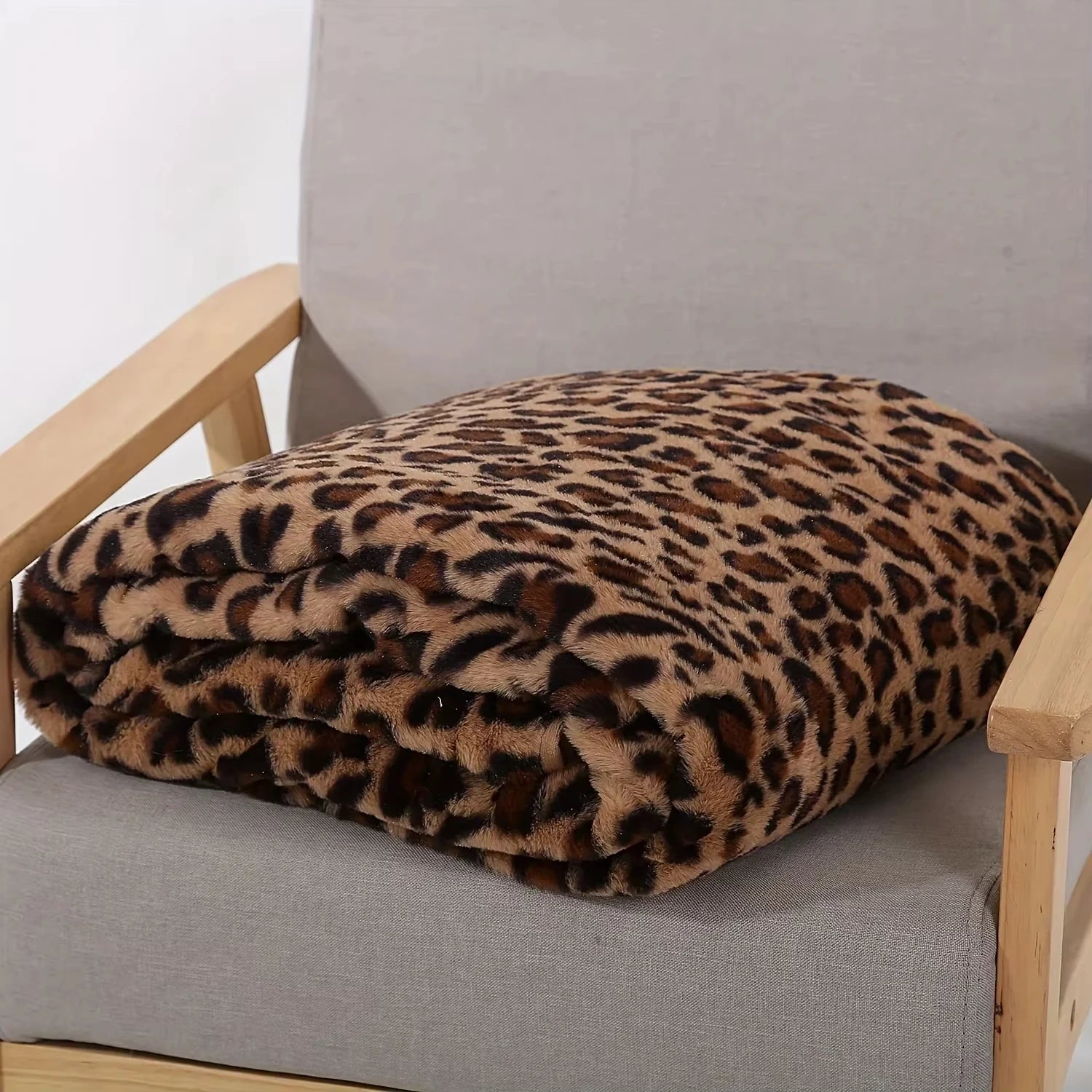 Leopard Print Blanket Faux Rabbit Fur