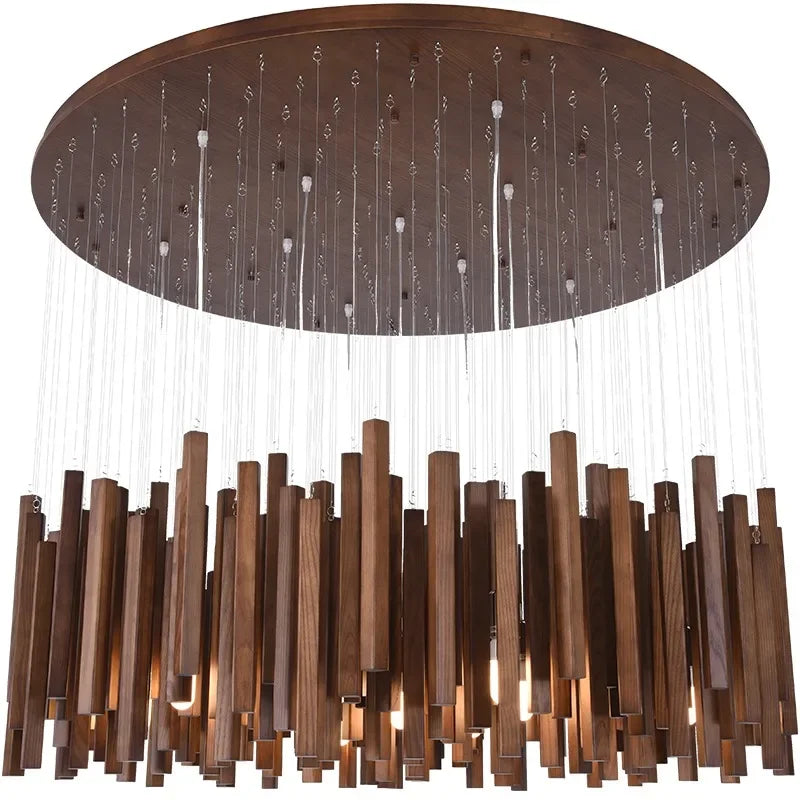 Retro Wooden Hanging Chandelier