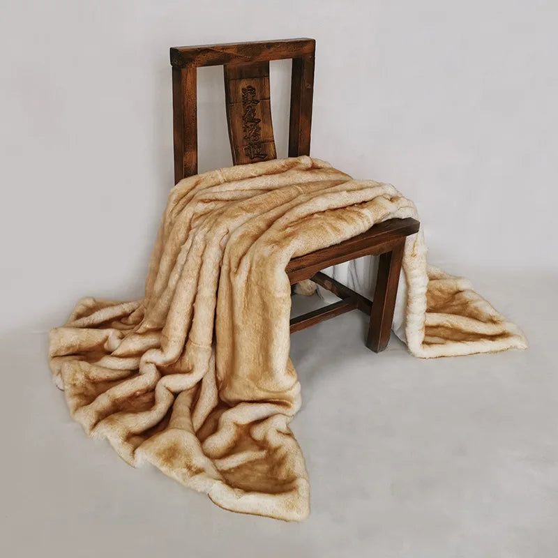 Luxury Imitation Fox Fur Blanket