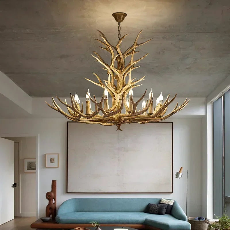 America Farmhouse Antler Deer Chandelier
