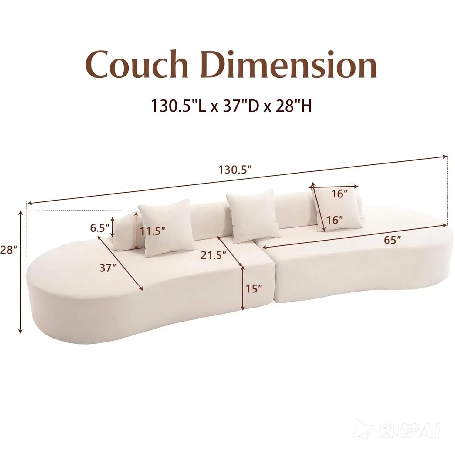 Modern Curved Sofa Comfy Cloud Couch