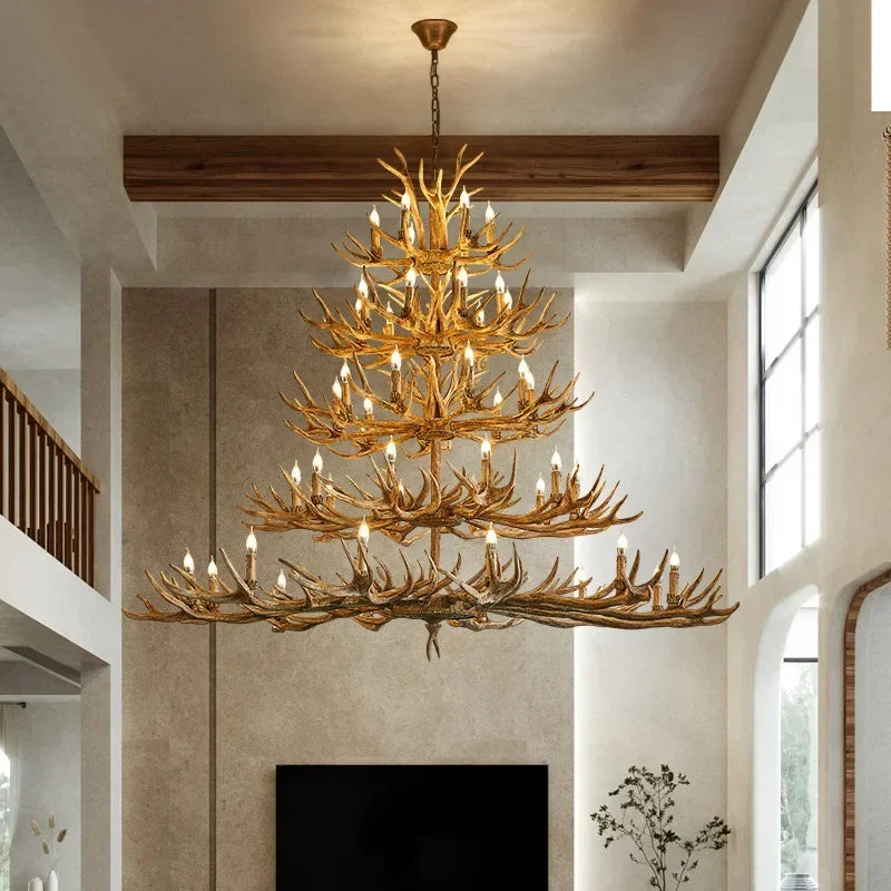 America Farmhouse Antler Deer Chandelier