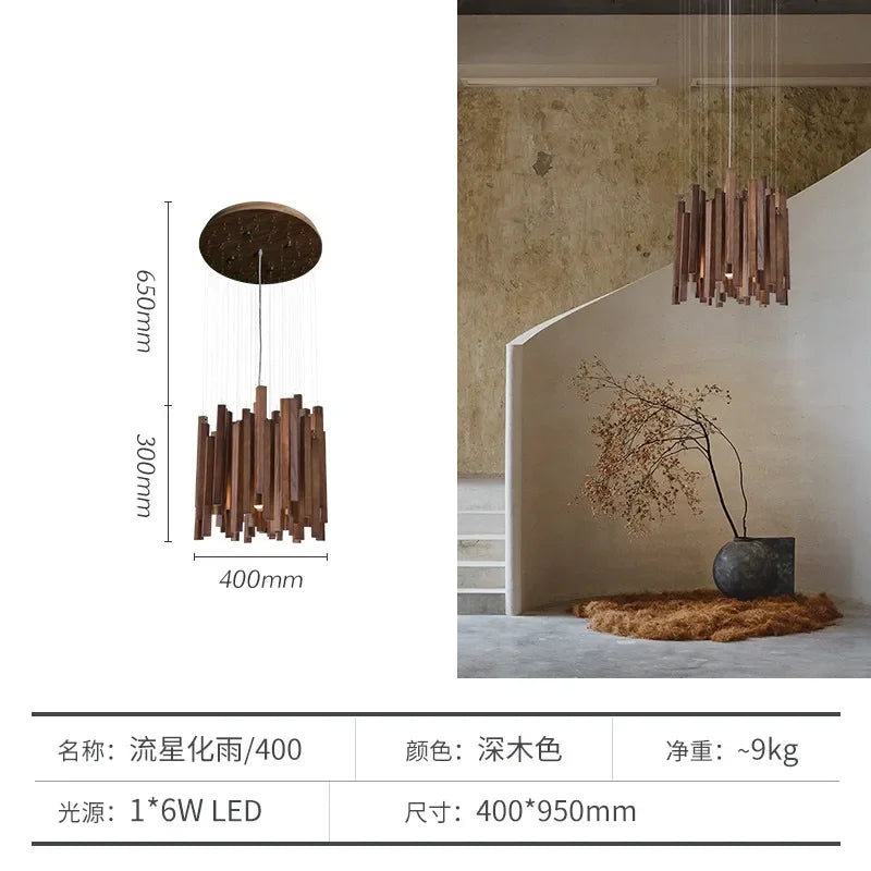 Retro Wooden Hanging Chandelier