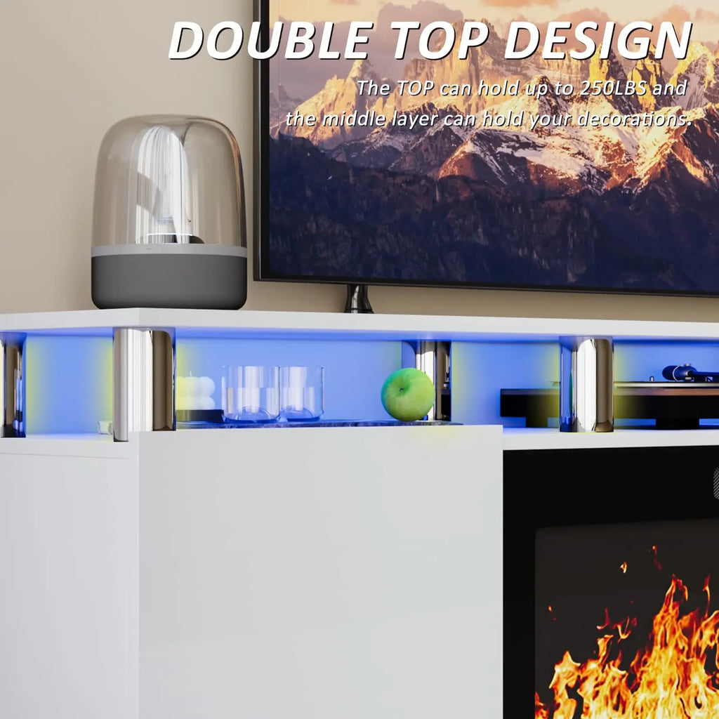 Modern Electric Fireplace TV Stand & Remote