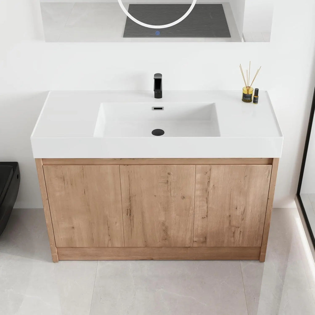 48" Modern Floor Stand Bathroom Sink with Cabinets