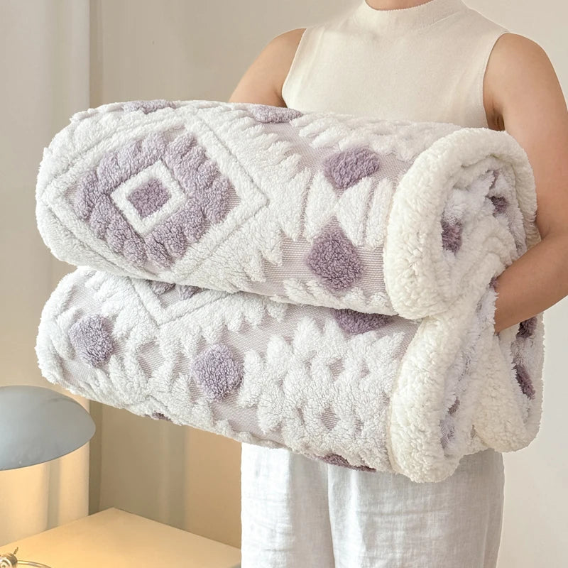 Geometric Patterned Jacquard Fleece Blanket
