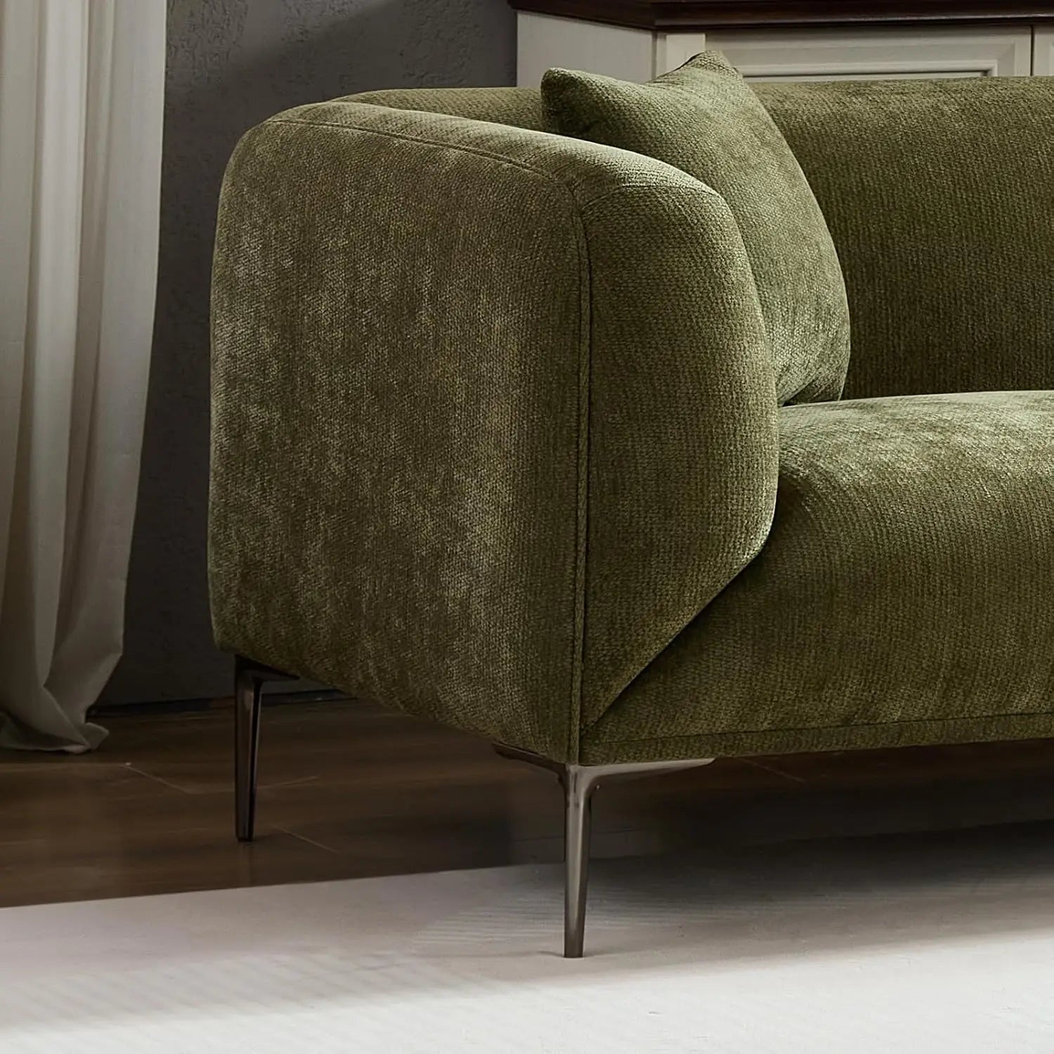 Modern Boucle Sofa with Metal Legs