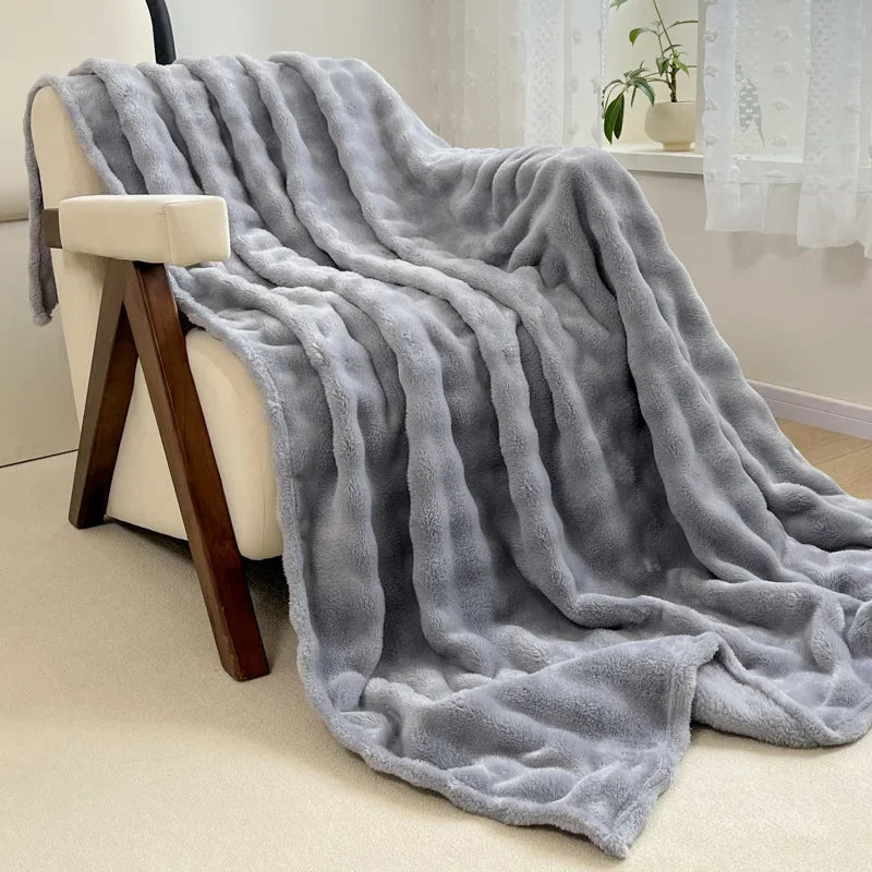 Luxurious Faux Rabbit Fur Throw Blanket
