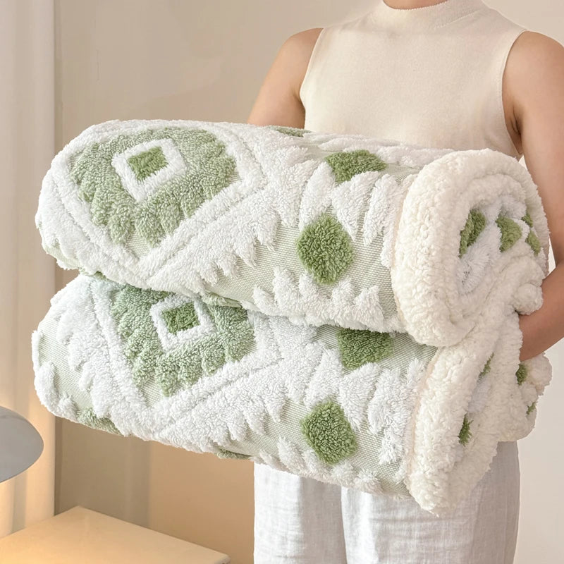 Geometric Patterned Jacquard Fleece Blanket