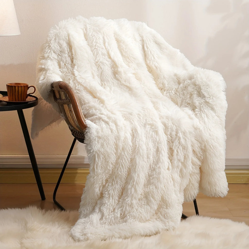 Luxury Ultra-Soft Faux Fur Blanket Double-Sided Plush Warmth Thick Cozy Winter Bedding for Sofa Bed Chair Machine Washable