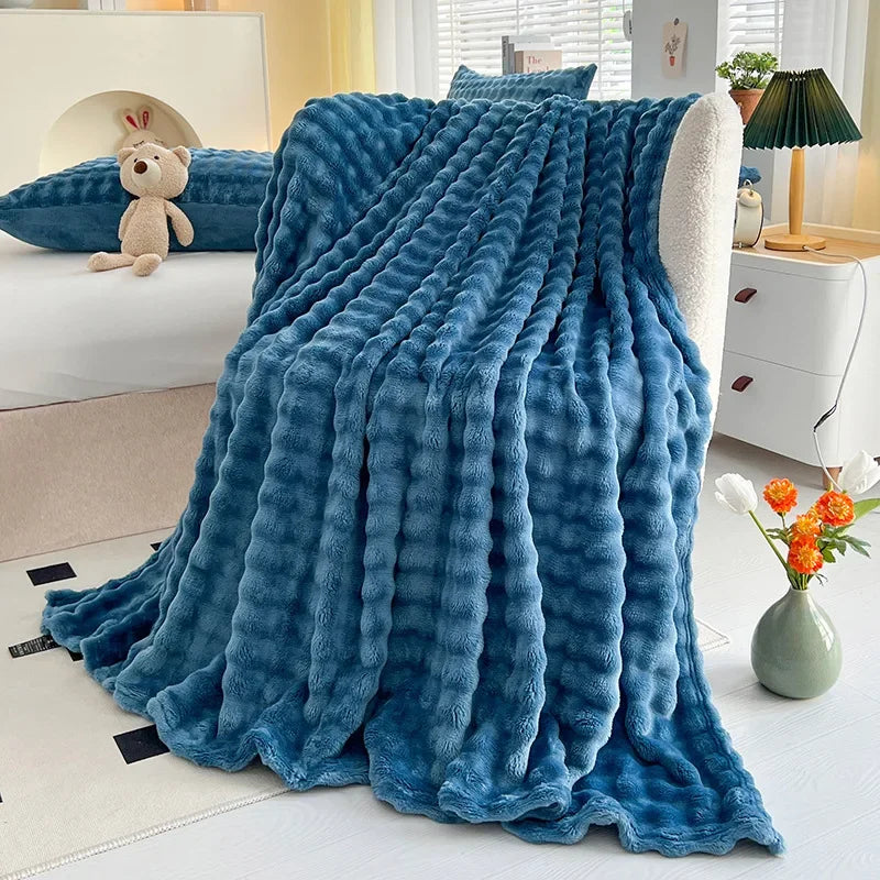 Luxurious Faux Rabbit Fur Throw Blanket