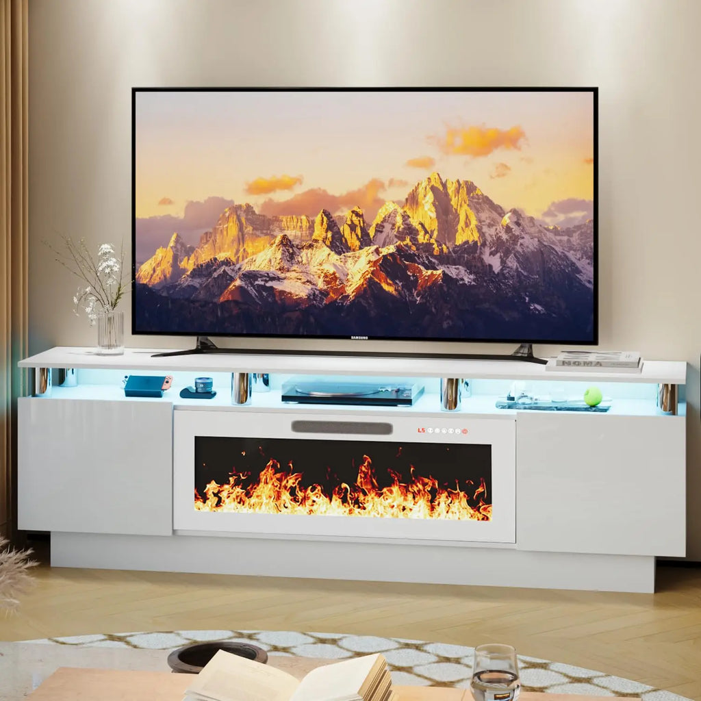 Modern Electric Fireplace TV Stand & Remote