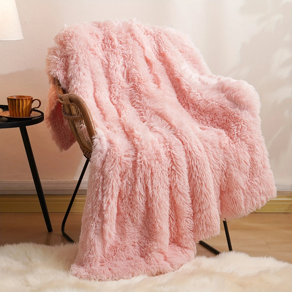 Luxury Ultra-Soft Faux Fur Blanket Double-Sided Plush Warmth Thick Cozy Winter Bedding for Sofa Bed Chair Machine Washable