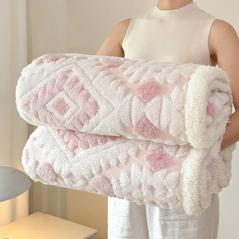 Geometric Patterned Jacquard Fleece Blanket