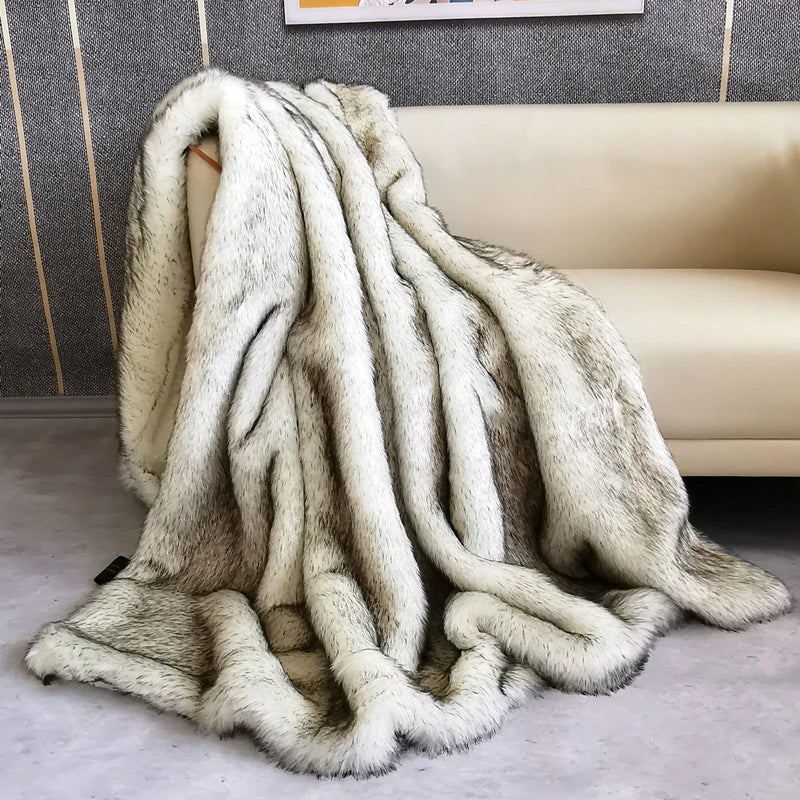 Luxury Imitation Fox Fur Blanket