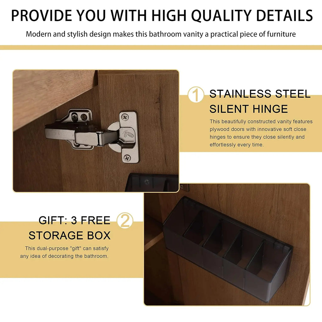 48" Modern Floor Stand Bathroom Sink with Cabinets
