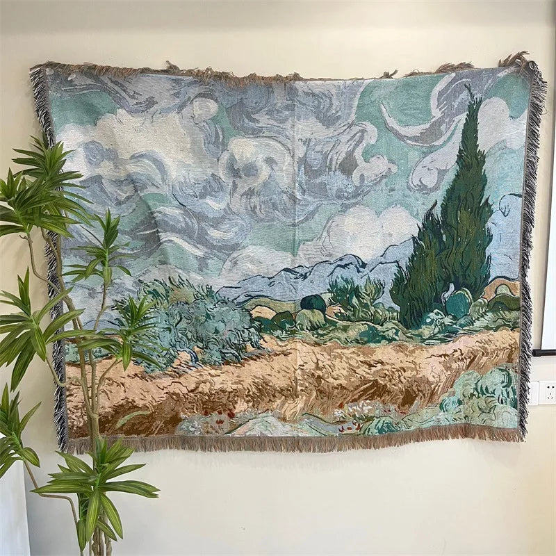 Monet Oil Painting Lotus Blankets