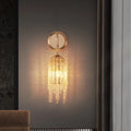 Gold Cascading Crystal Bead String Wall Sconces Set of 2